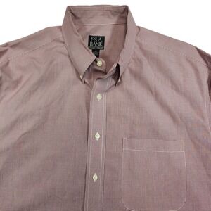 Jos A Bank Travelers Red Gingham Short Sleeve Shirt Mens XL Cotton